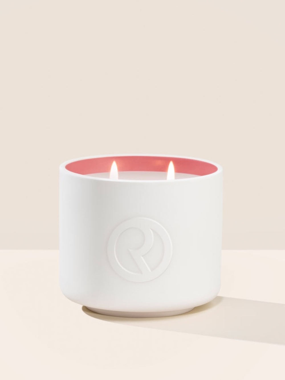 Rare Beauty White Candle Holder with Pink Interior